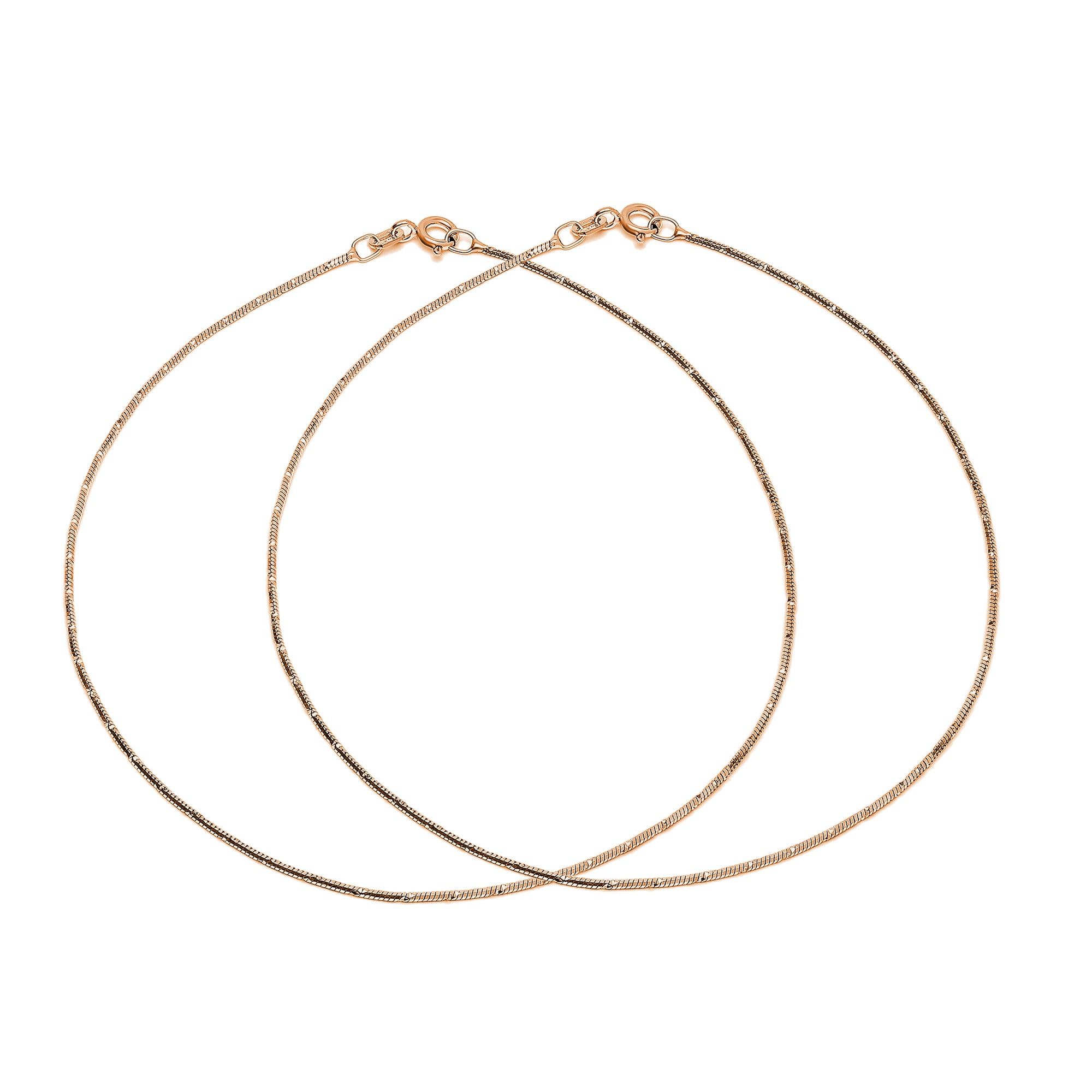 Gleaming Chains Rose Gold-Plated 925 Sterling Silver Anklet