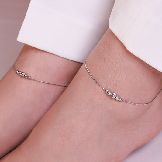 Bold Bead 925 Silver Anklet