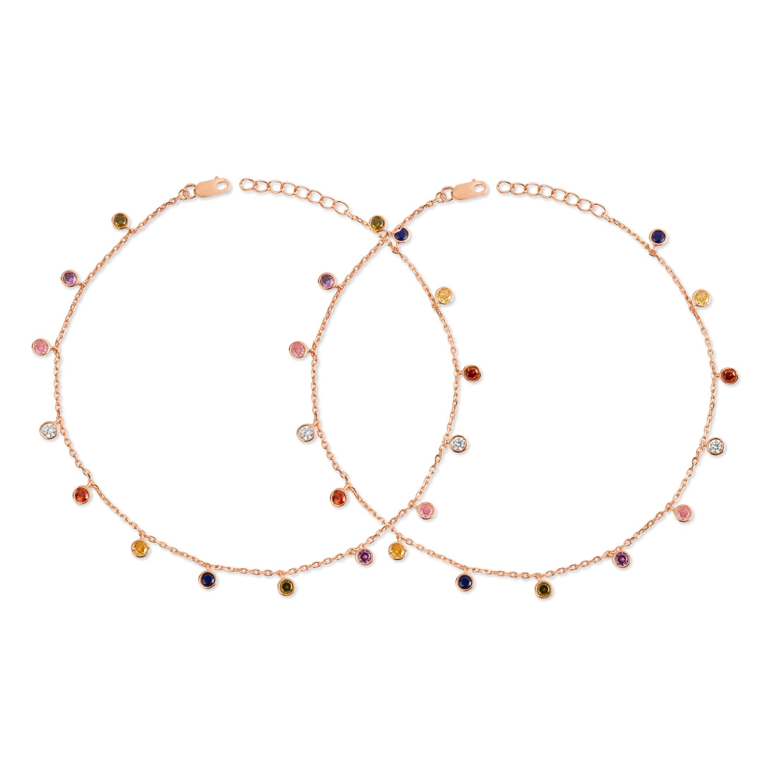 Colors of Life in Rose Gold 925 Sterling Silver Anklets