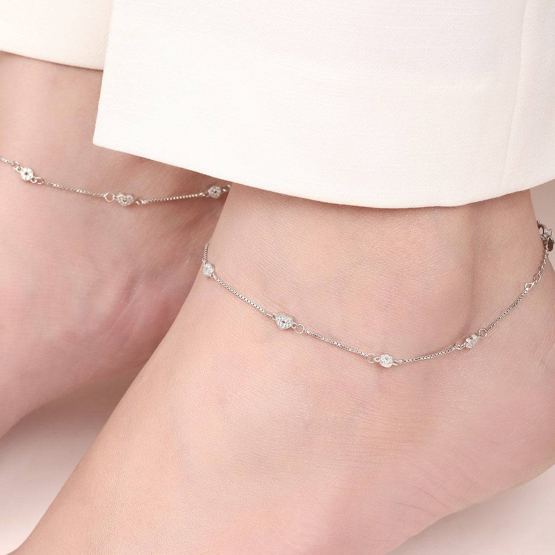Minimal Heart Trinket 925 Silver Anklet