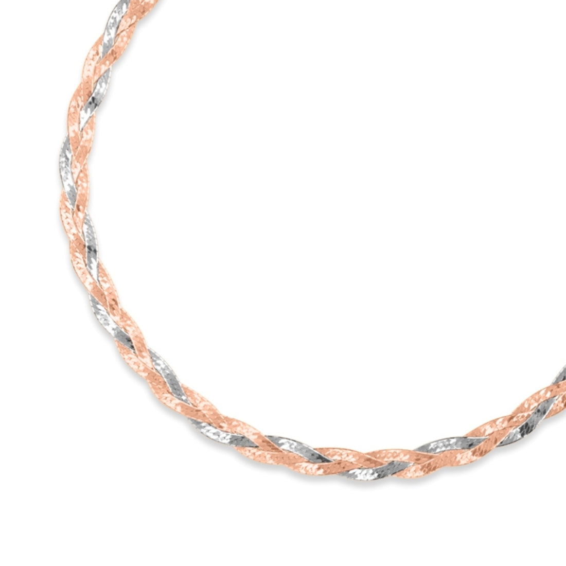 Braided Dual Tone Plated 925 Sterling Silver Anklet