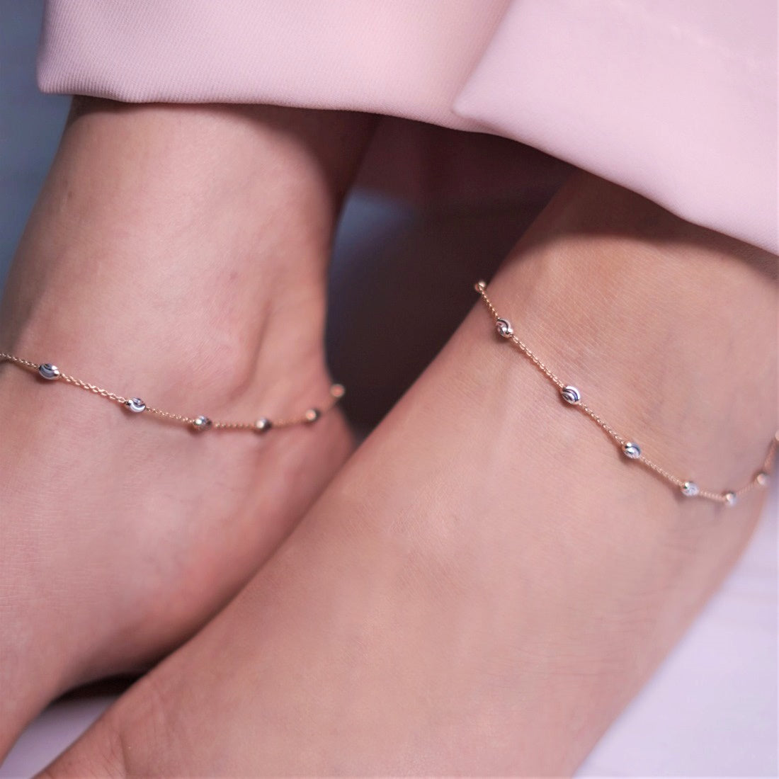 Italian 925 Silver Anklets in Rose Gold