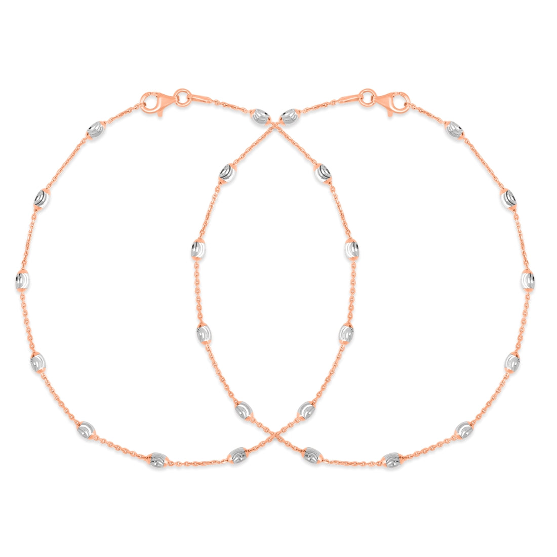 Italian 925 Silver Anklets in Rose Gold