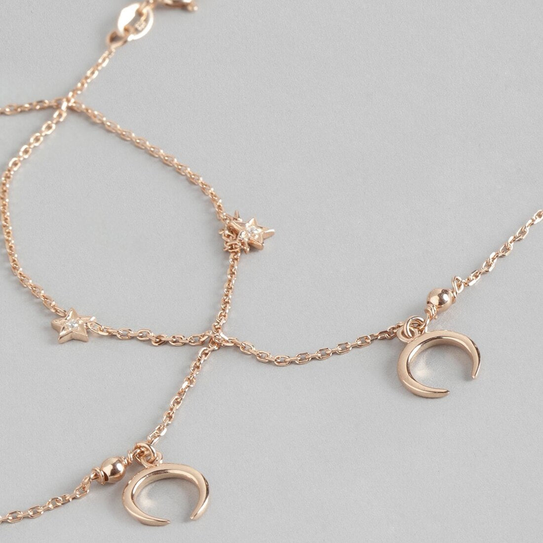 The Moon 925 Sterling Silver Anklet in Rose Gold
