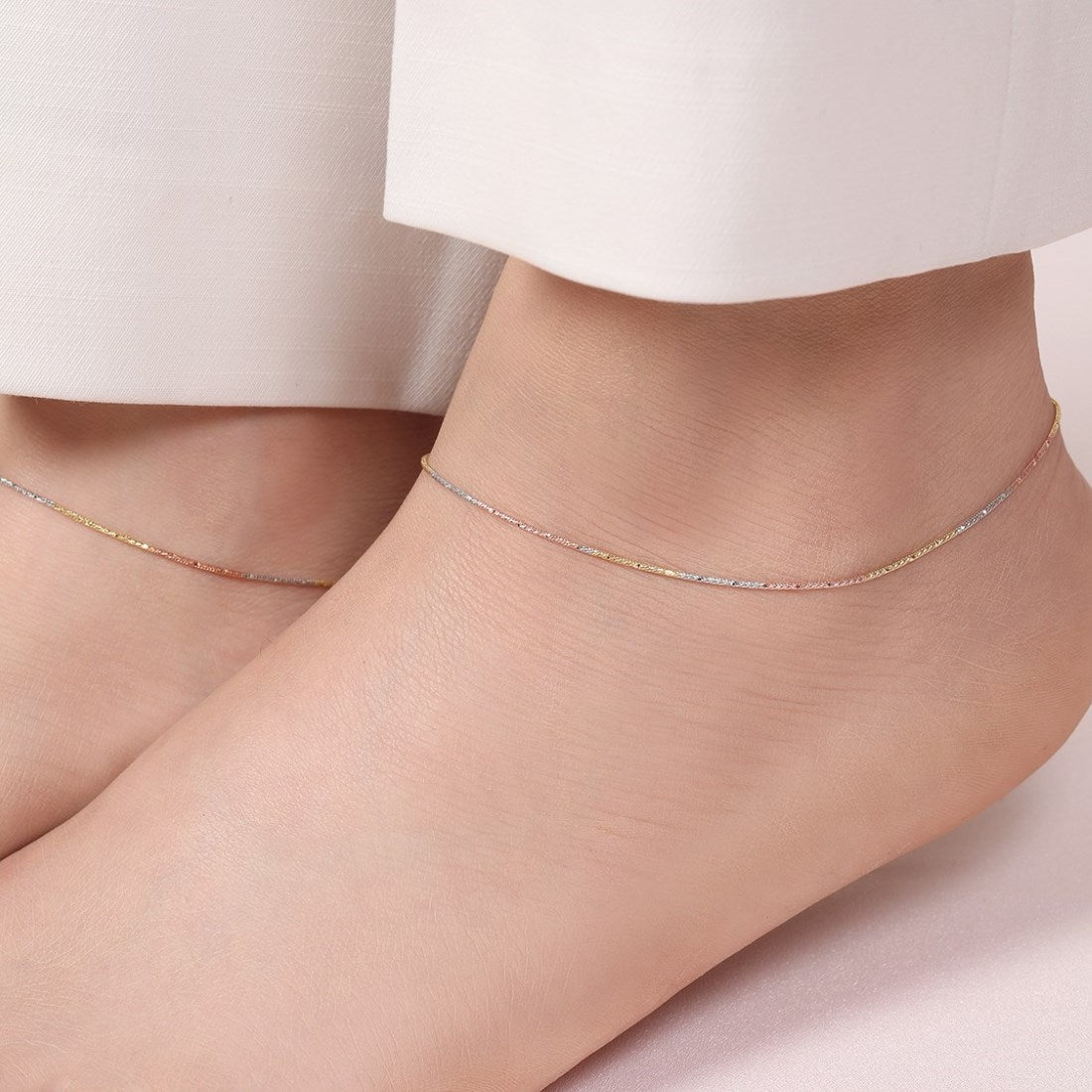 Dual Tone 925 Sterling Silver Anklet