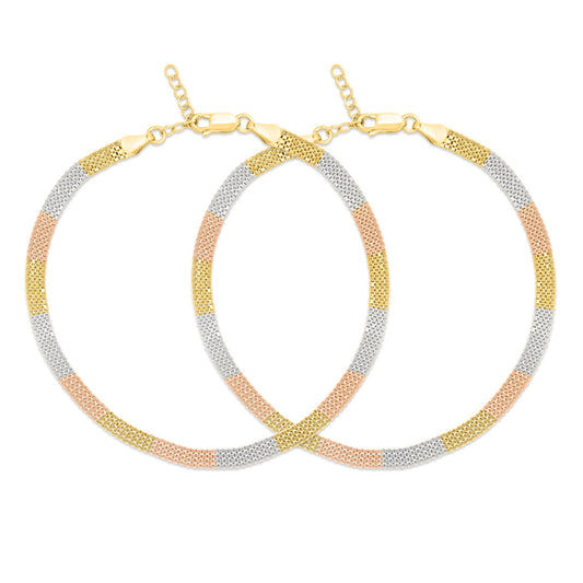 Multi Toned 925 Sterling Silver Anklet