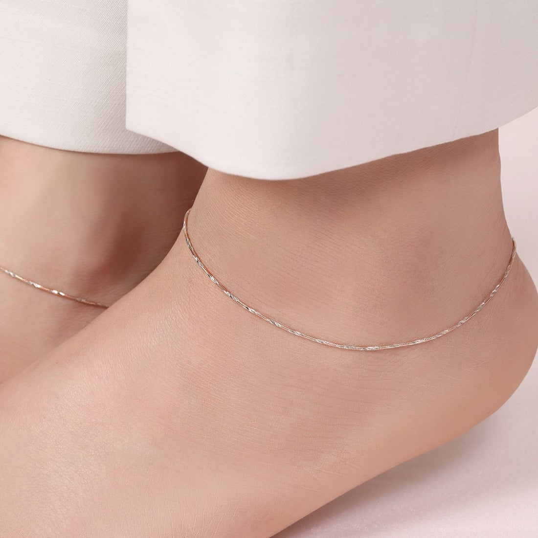 Simple Rose Gold 925 Sterling Silver Anklet