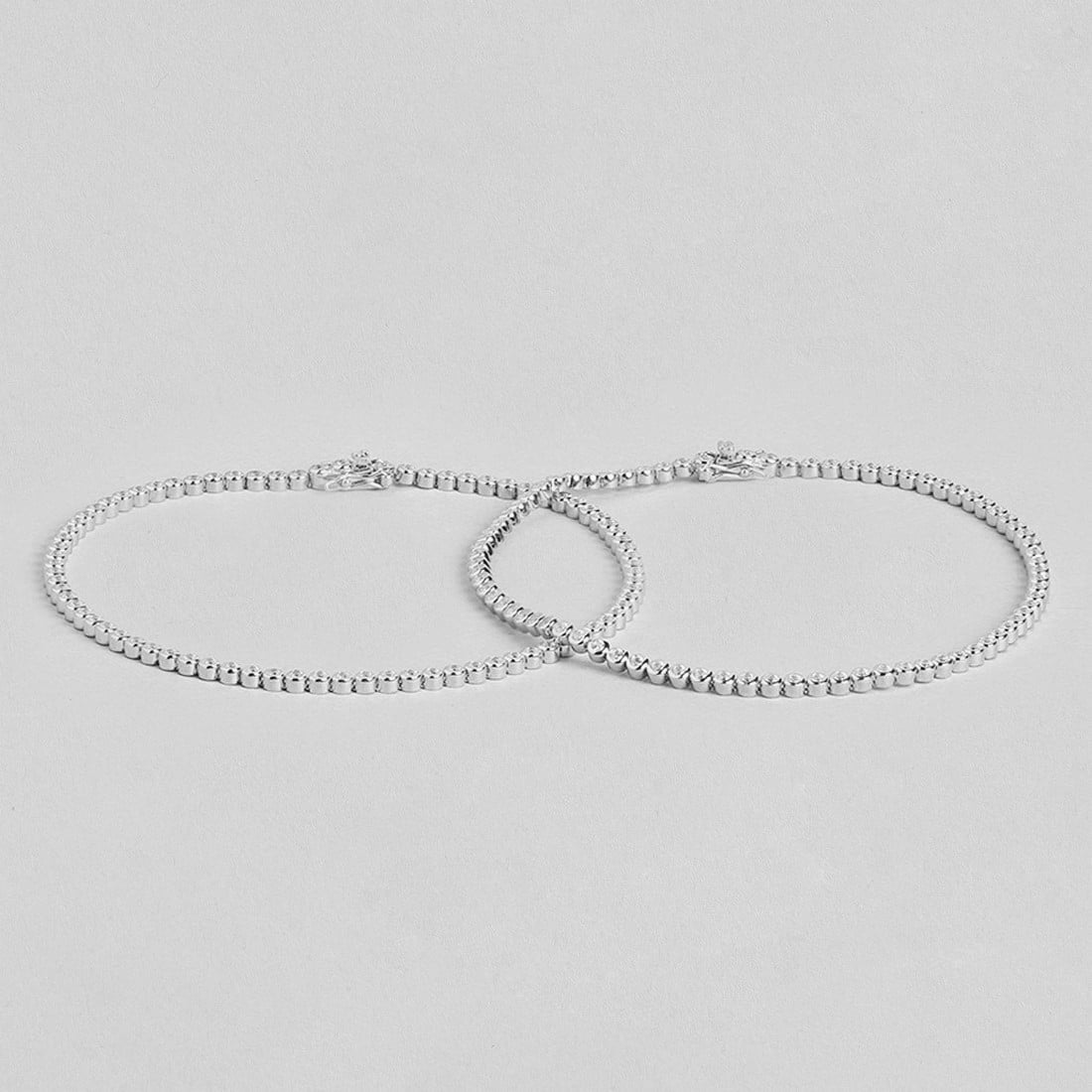 Radiant Circles 925 Sterling Silver Rhodium-Plated Circle Anklet