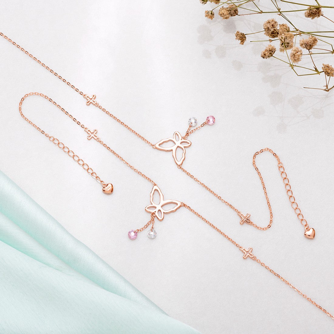 Fluttering Butterfly Dreams Rhodium-Plated 925 Sterling Silver Anklet