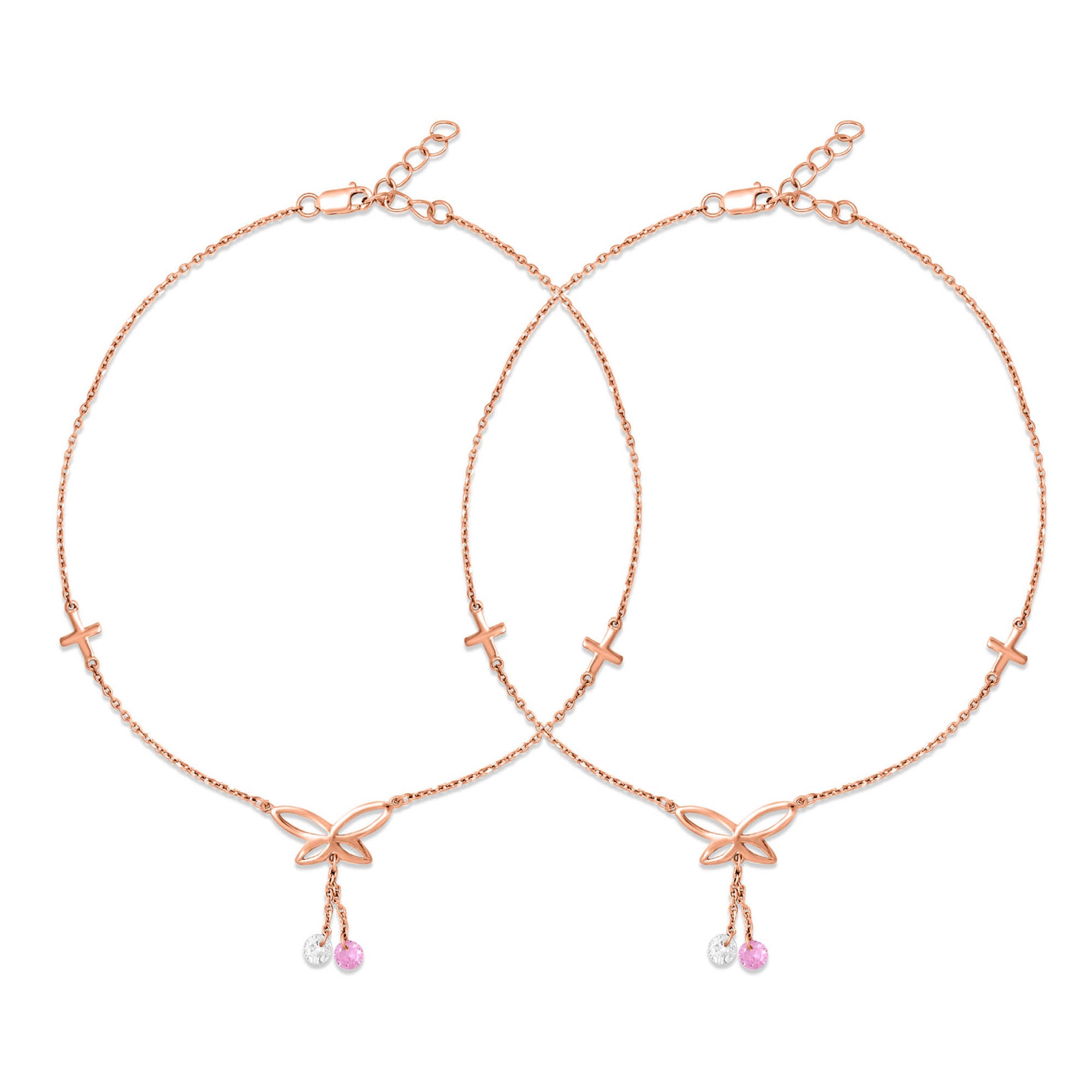 Fluttering Butterfly Dreams Rhodium-Plated 925 Sterling Silver Anklet