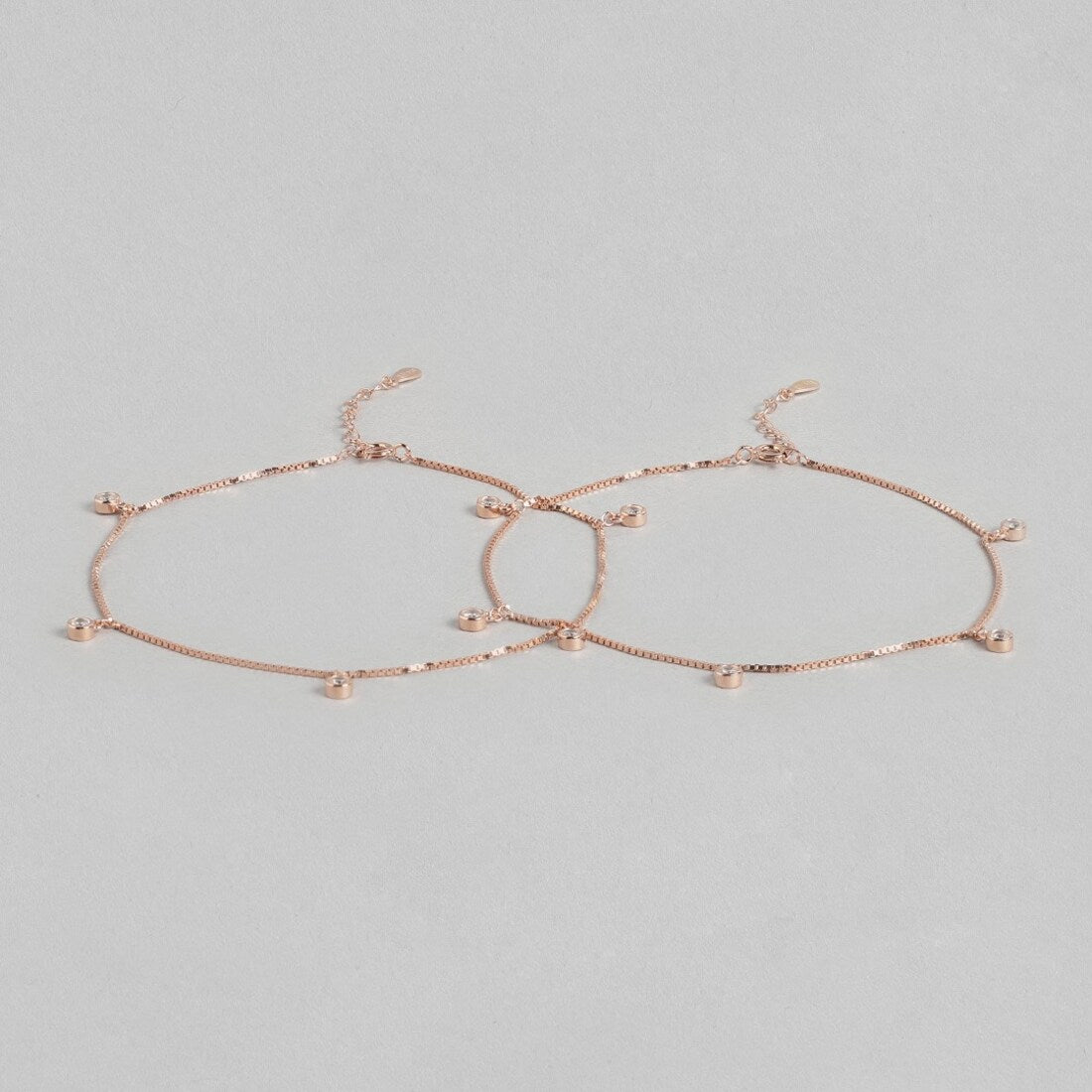 Drop CZ Rose Gold Plated 925 Sterling Silver Anklet