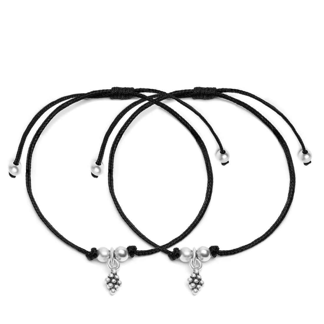 Minimal Rhodium Plated 925 Sterling Silver Thread Anklet