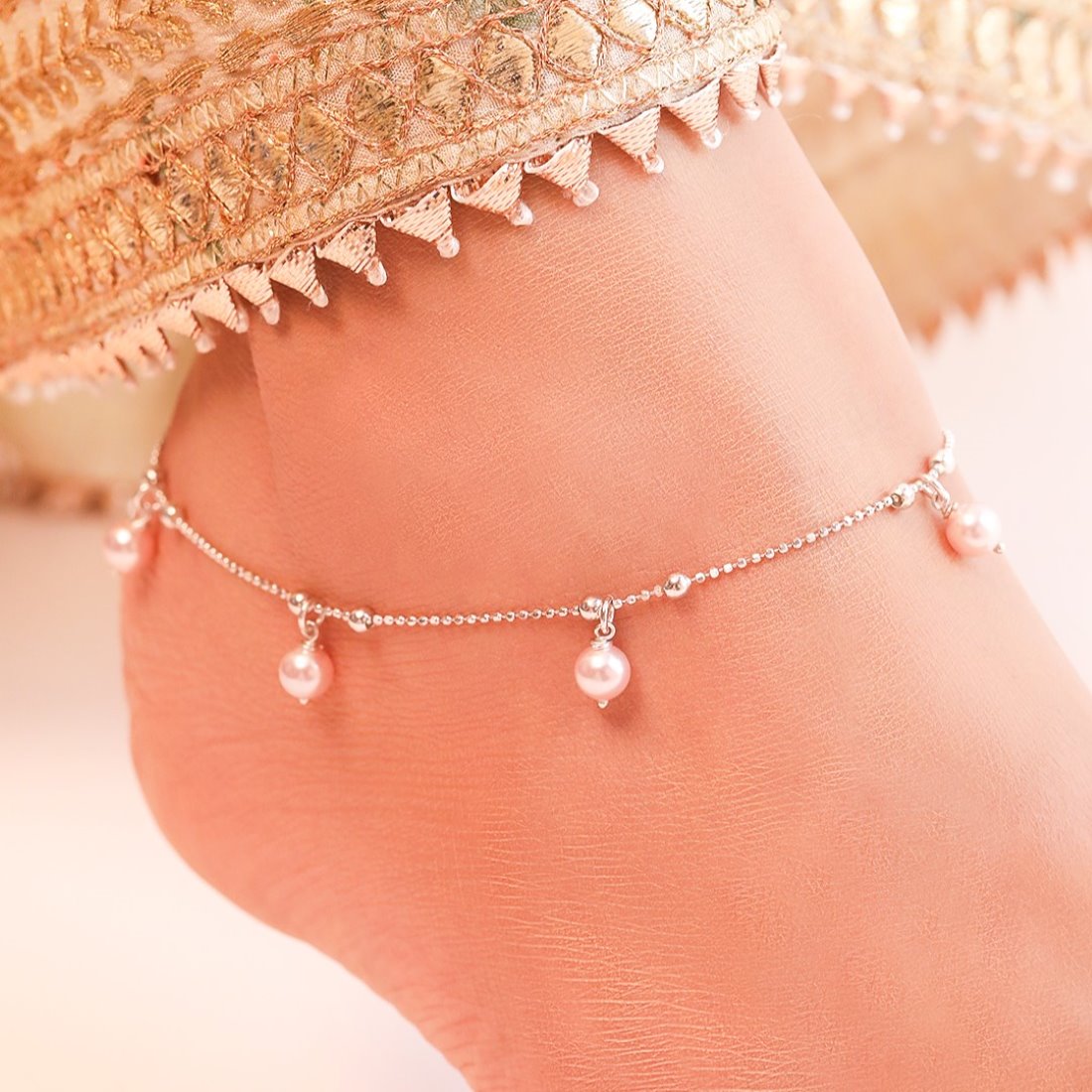 Pearl Drops 925 Sterling Silver Anklet