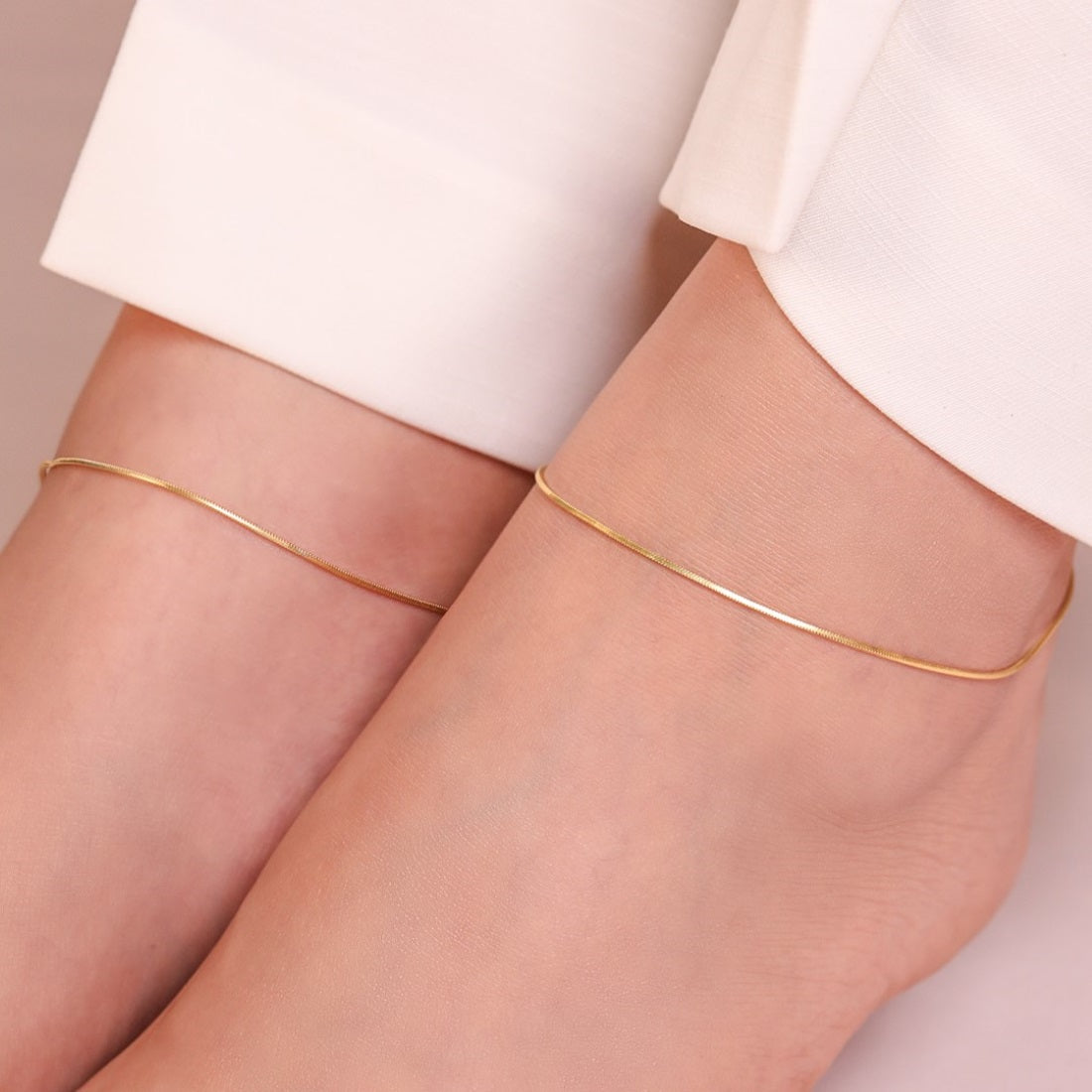 Sleek Shimmer Gold-Plated 925 Sterling Silver Snake Chain Anklet