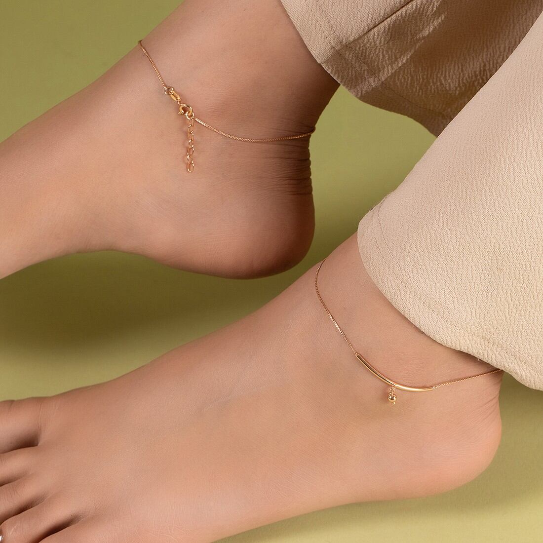 Rose Gold Plated 925 Sterling Silver Drop Chained Anklet