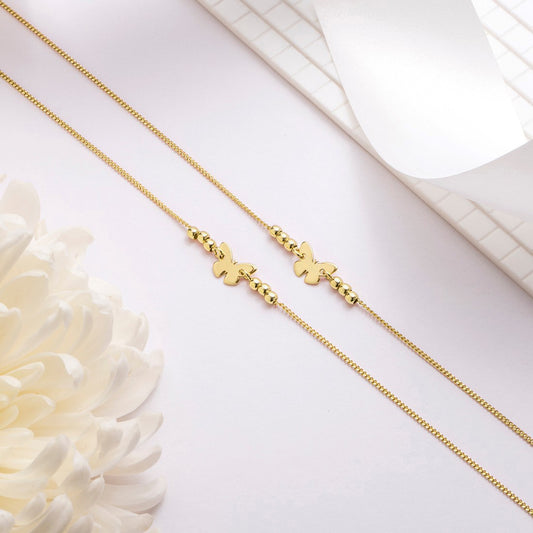 Golden Wings Gold Plated 925 Sterling Silver Butterfly Anklet