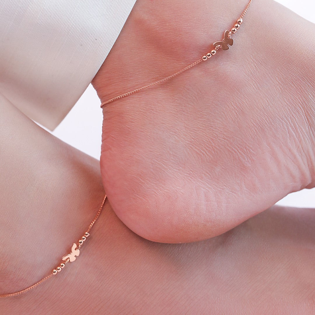 Rose Gold Anklet Gold Leg Chain For Ladies Radiant Beaded Bliss
