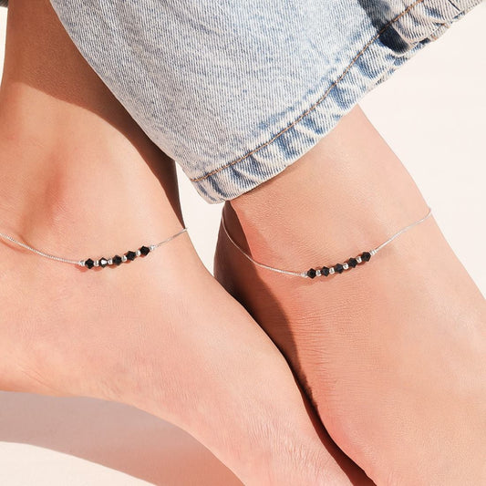 Graceful Whispers Rhodium-Plated 925 Sterling Silver Anklet Gift Hamper for Sister