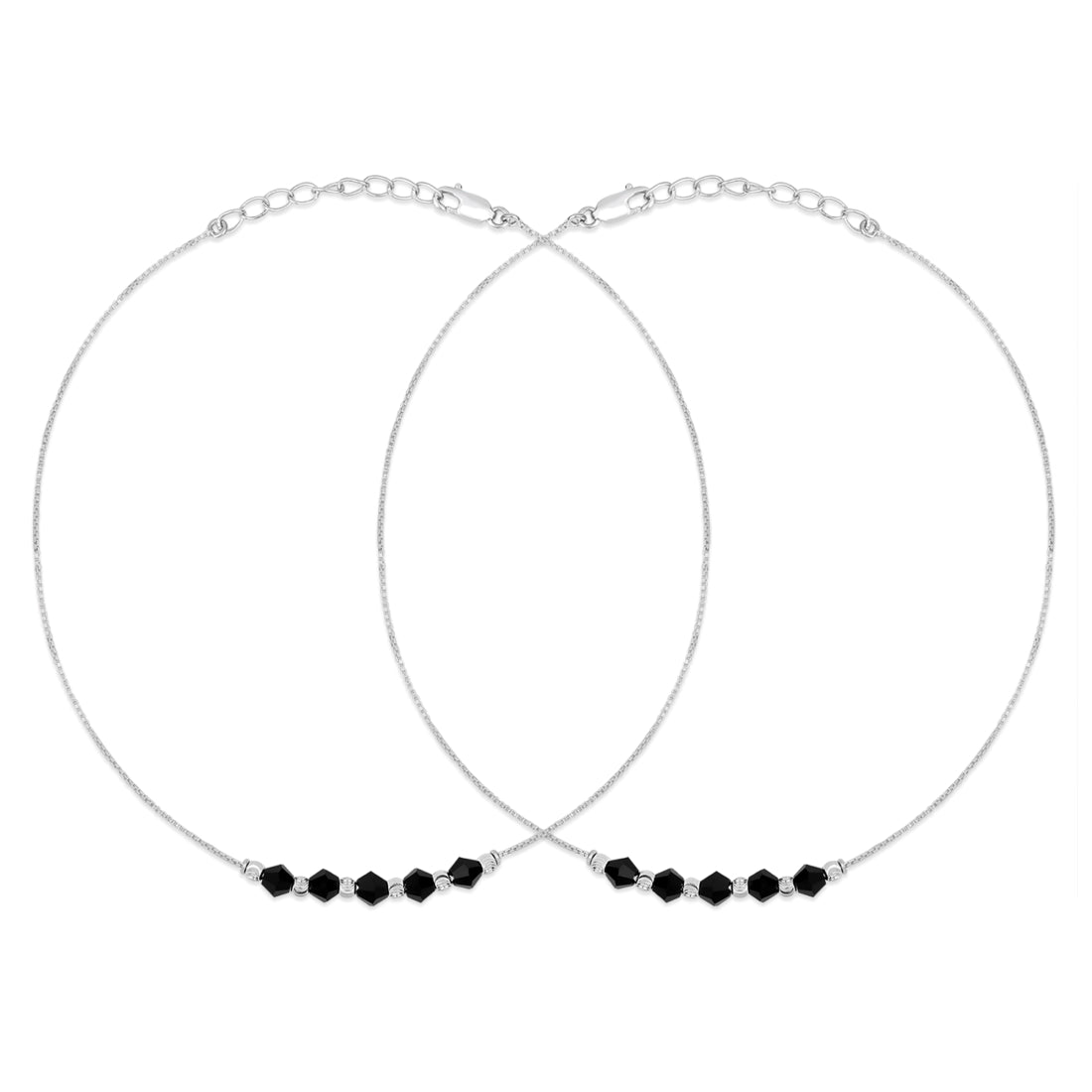 Graceful Whispers Rhodium-Plated 925 Sterling Silver Anklet