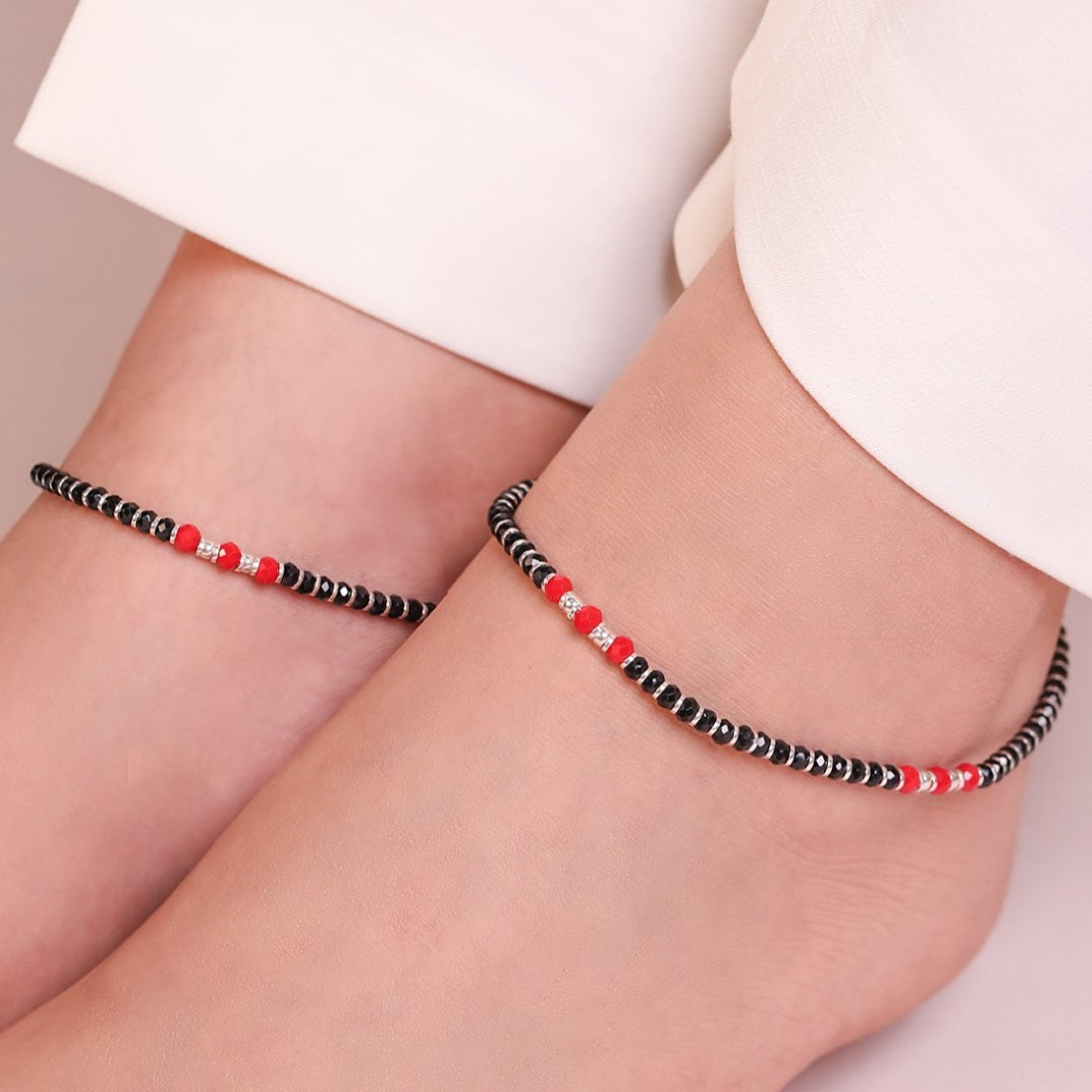Fiery Elegance Rhodium Plated 925 Sterling Silver Anklet
