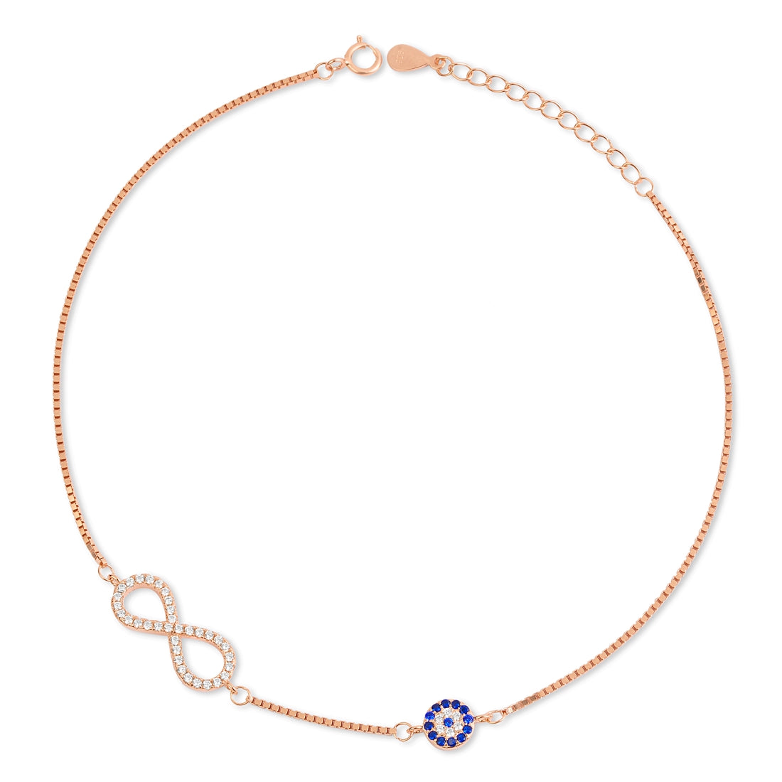 Infinite Protection Rose Gold Plated 925 Sterling Silver Anklet