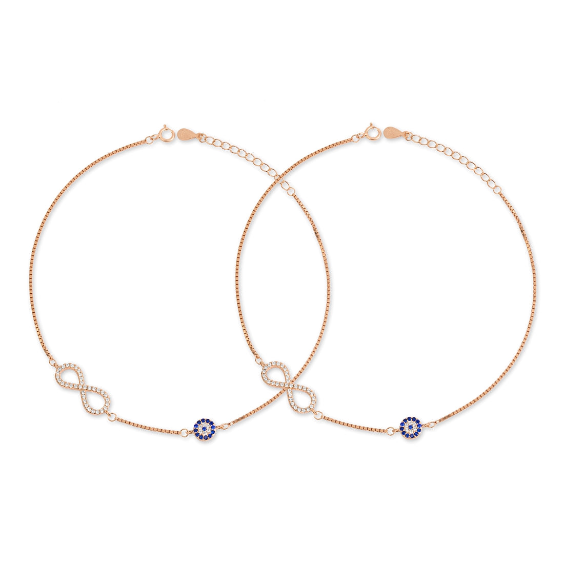 Infinite Protection Rose Gold Plated 925 Sterling Silver Anklet
