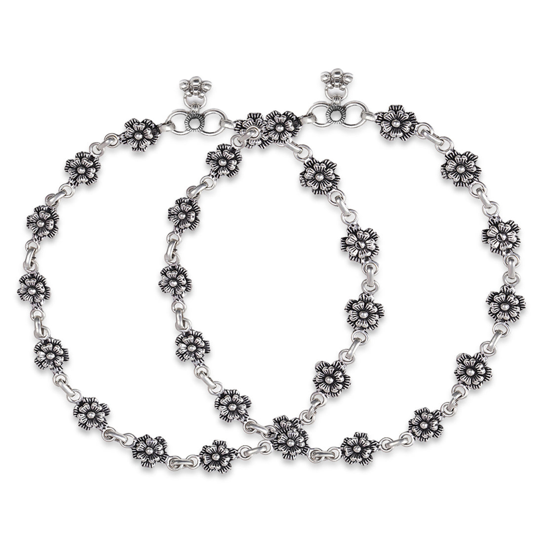 Blossom Bloom Harmony Rhodium-Plated 925 Sterling Silver Anklet