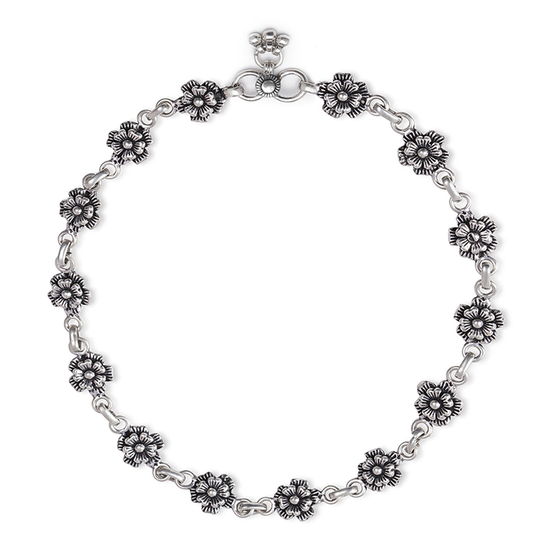 Blossom Bloom Harmony Rhodium-Plated 925 Sterling Silver Anklet