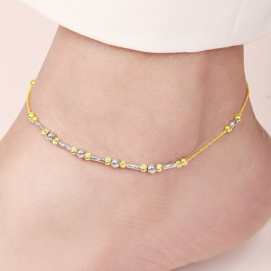 Duo Radiance 925 Sterling Silver Gold & Rhodium Plated Anklet