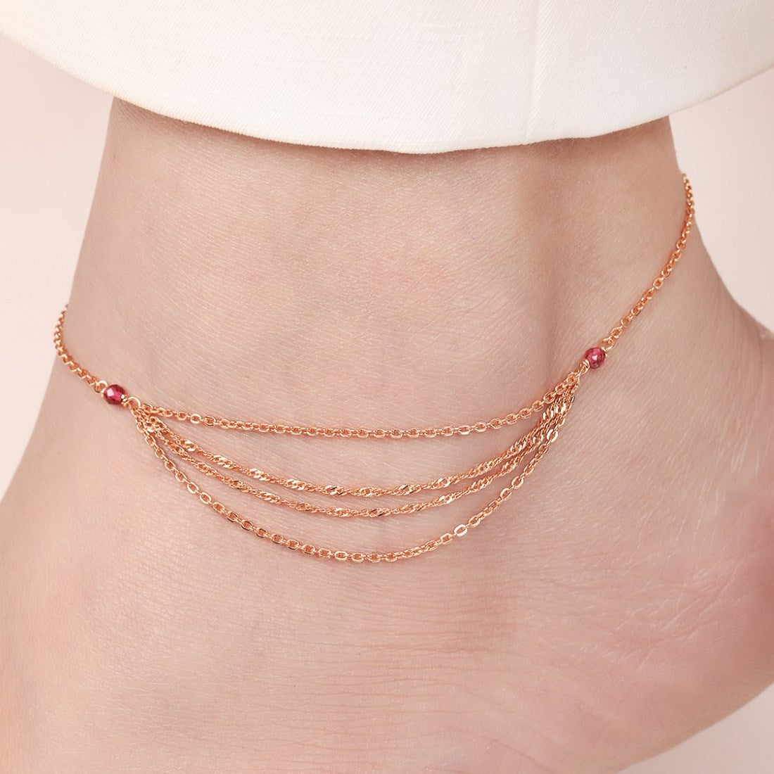 Chic Links Rose Gold-Plated 925 Sterling Silver Anklet