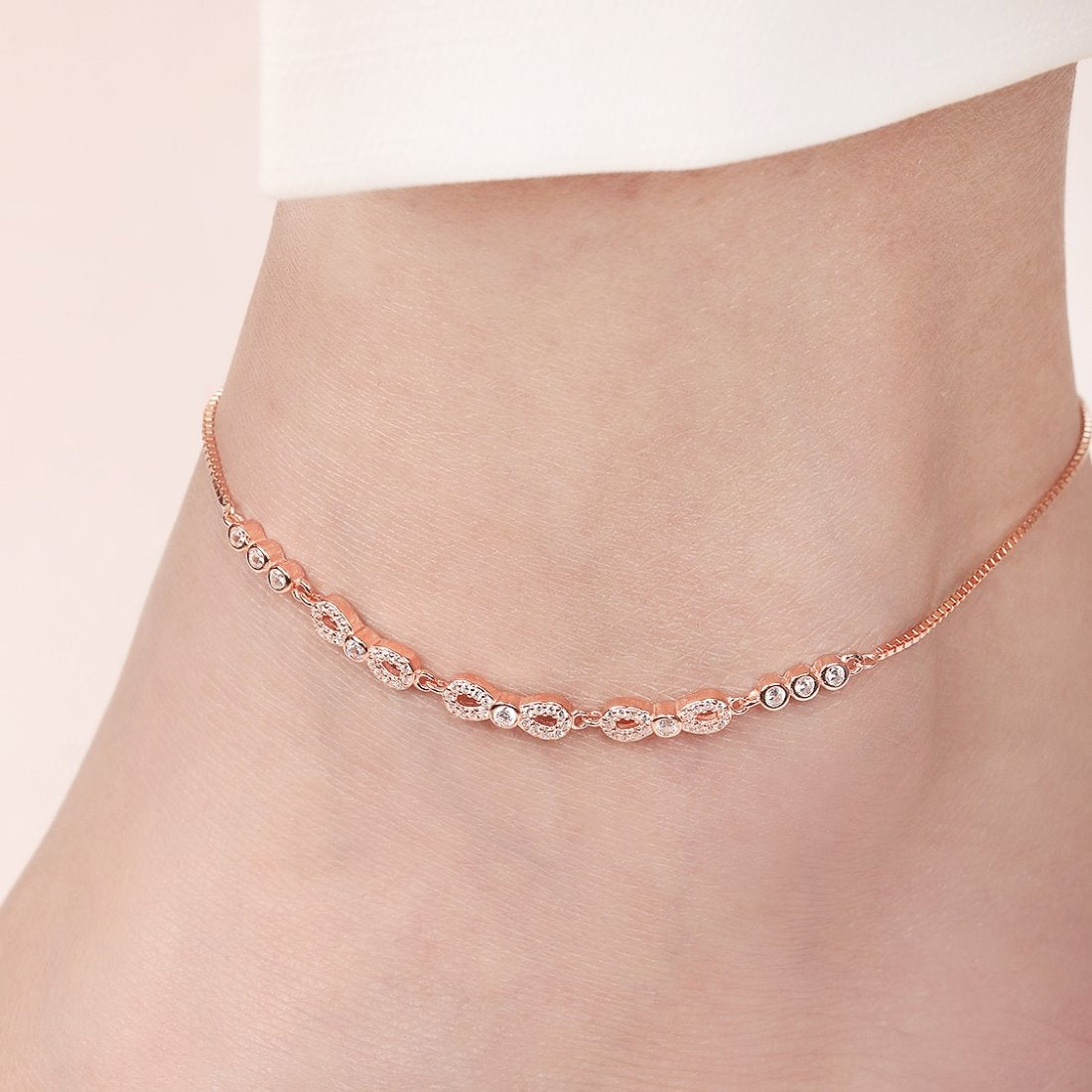 Timeless Infinity Rose Gold-Plated 925 Sterling Silver Anklet