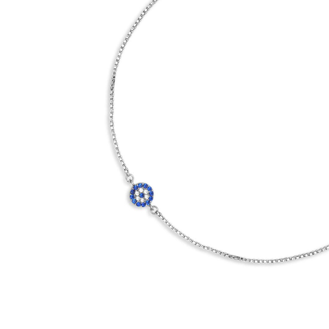 Evil Eye Charm Rhodium Plated 925 Sterling Silver Anklet