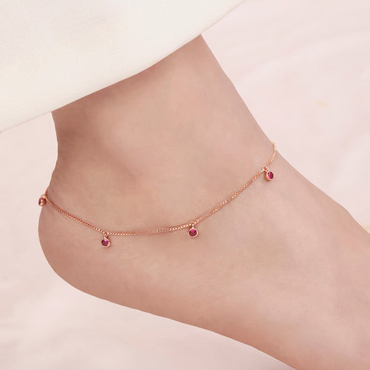 Classic Rose Gold Plated 925 Sterling Silver Anklet