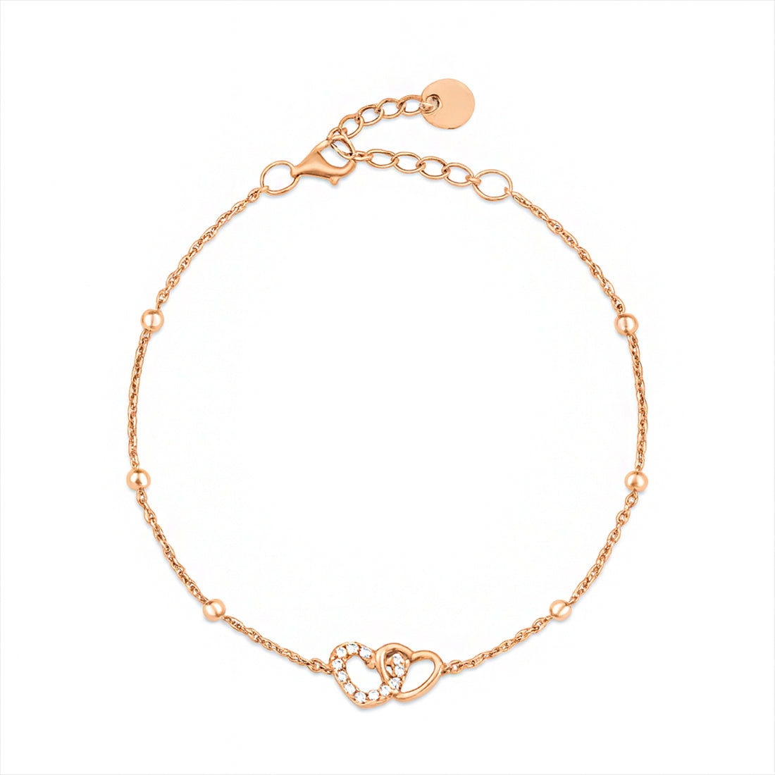Linked Hearts Rose Gold Plated 925 Sterling Silver Anklet