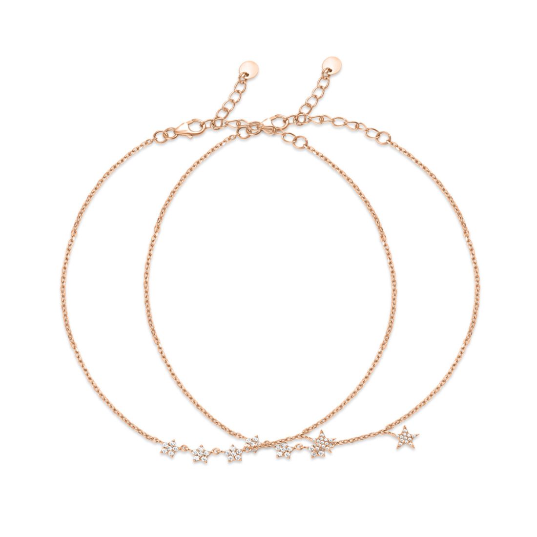 Star CZ Rose Gold Plated 925 Sterling Silver Anklet