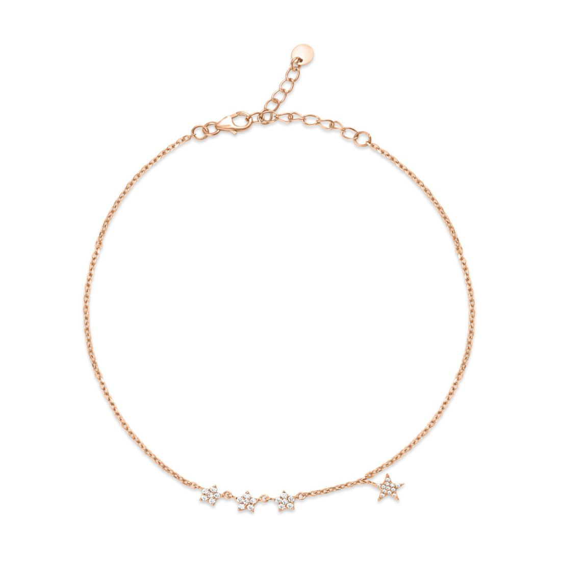 Star CZ Rose Gold Plated 925 Sterling Silver Anklet