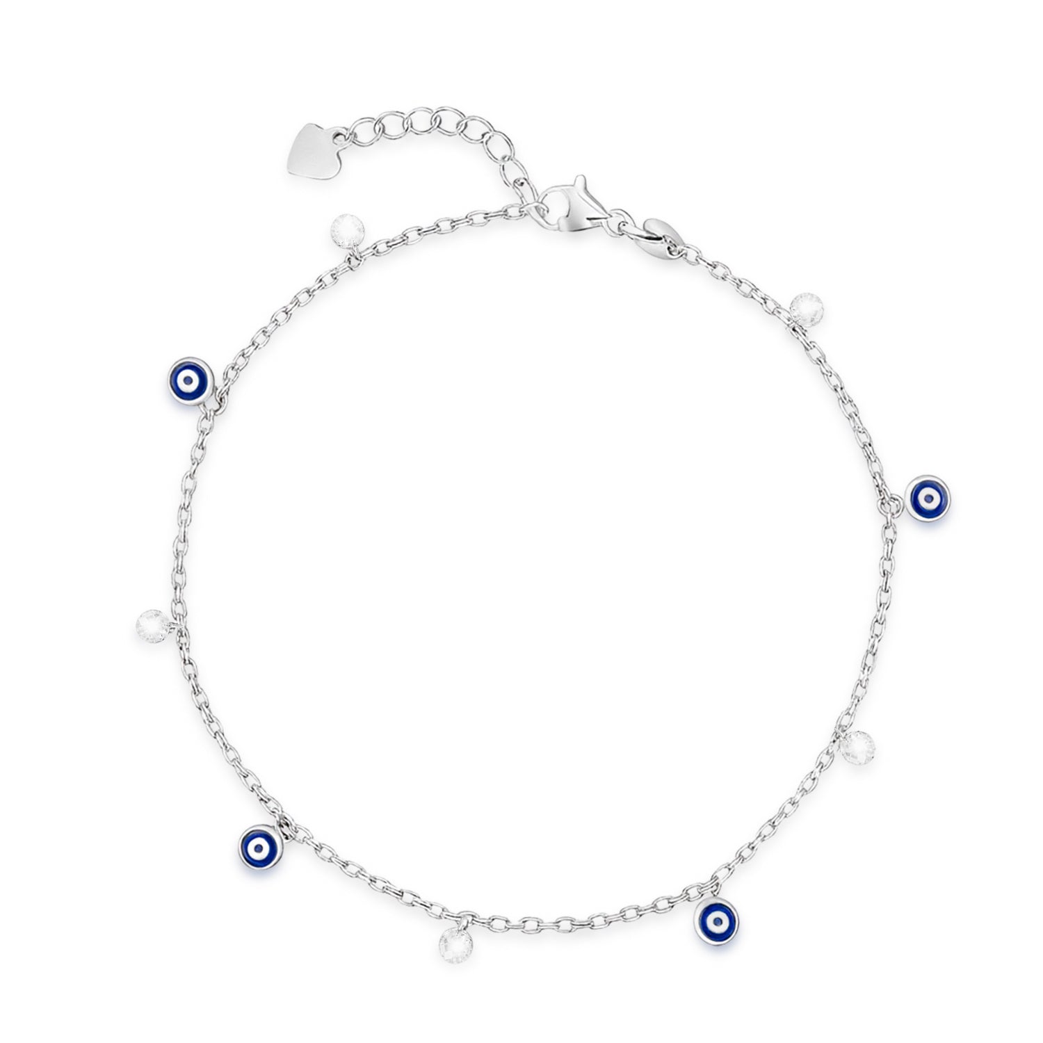 No Evil Eye On You Rhodium Plated Anklet