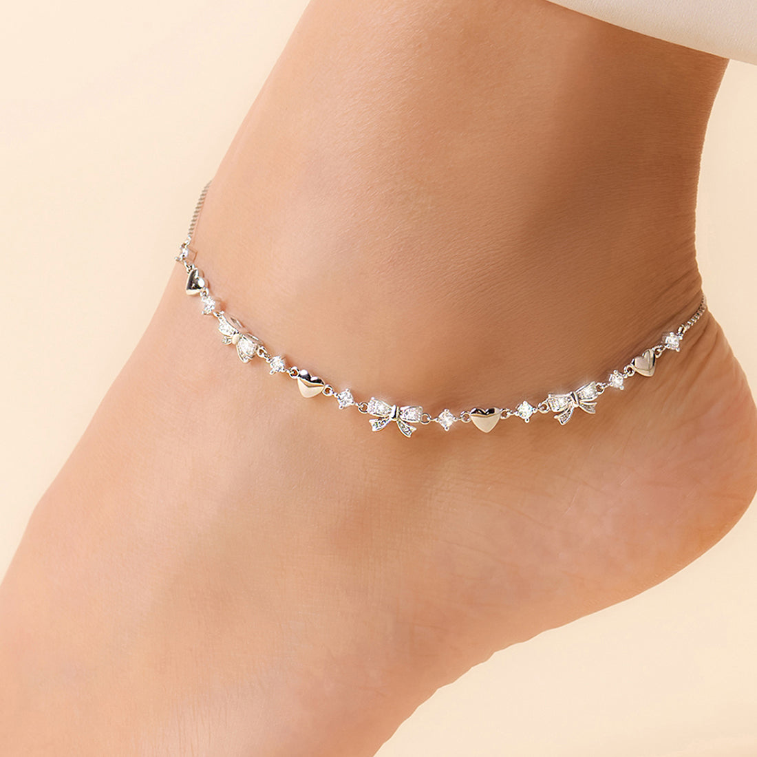 Butterflies of Love Rhodium Plated Anklet