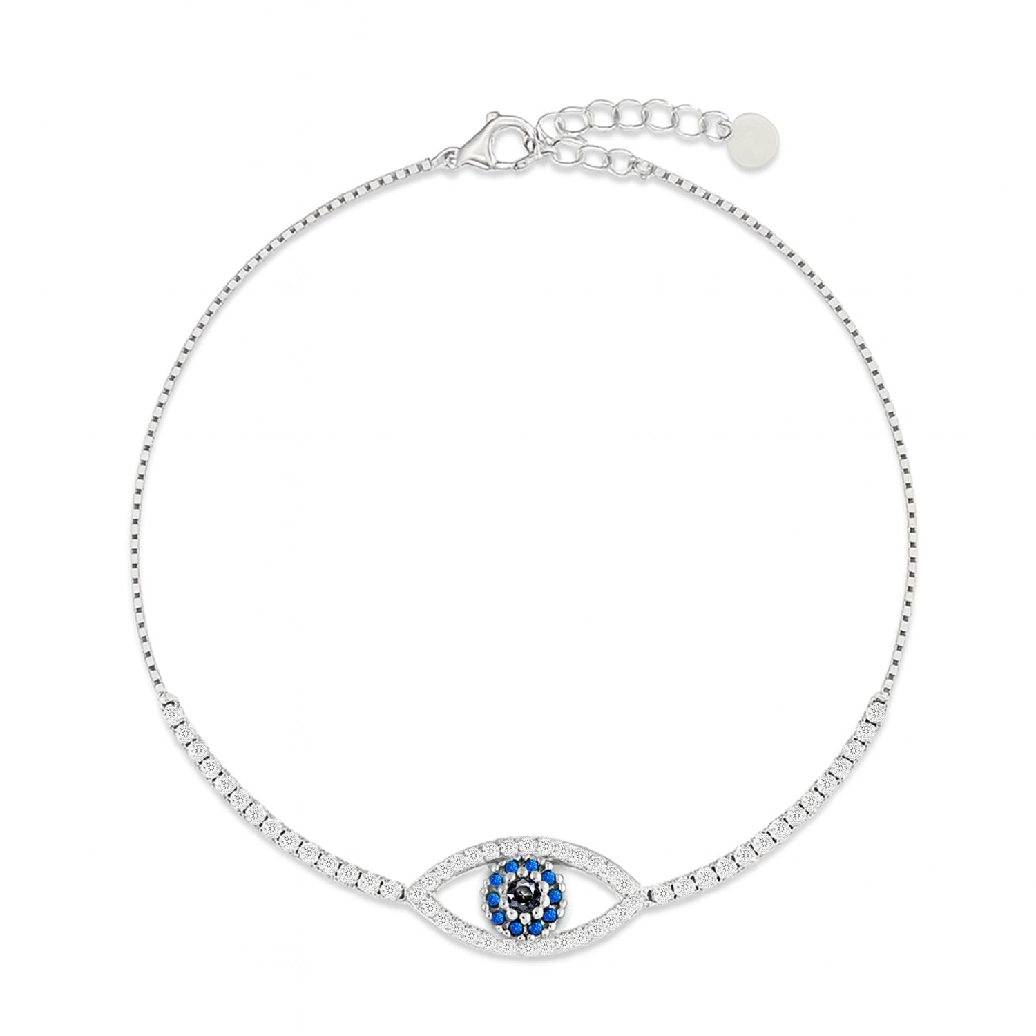 The Lucky Evil Eye Rhodium Plated Anklet