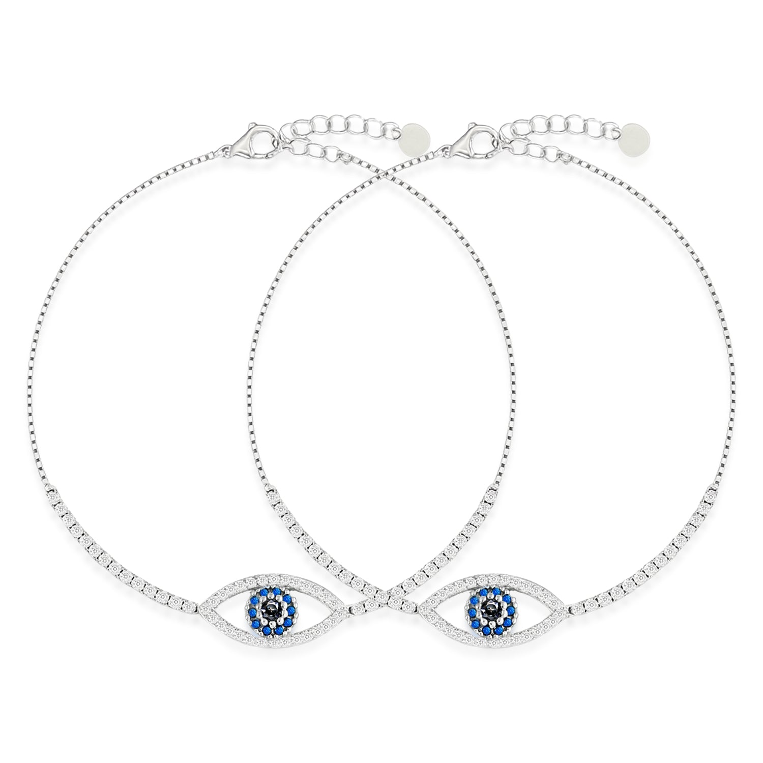 The Lucky Evil Eye Rhodium Plated Anklet
