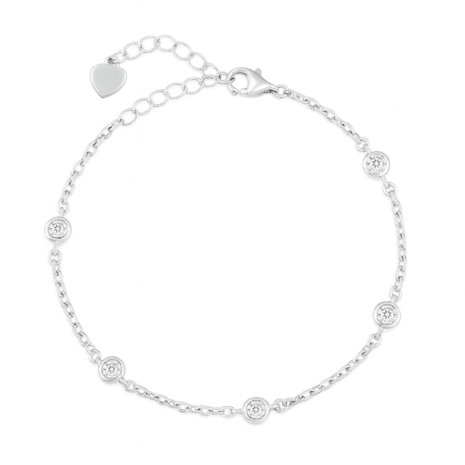 Dots of Light Silver Rhodium Plated Anklet