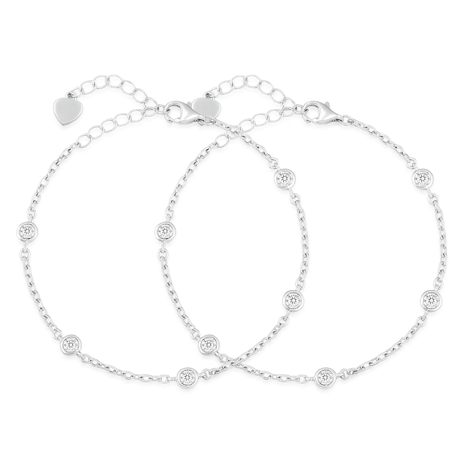 Dots of Light Silver Rhodium Plated Anklet