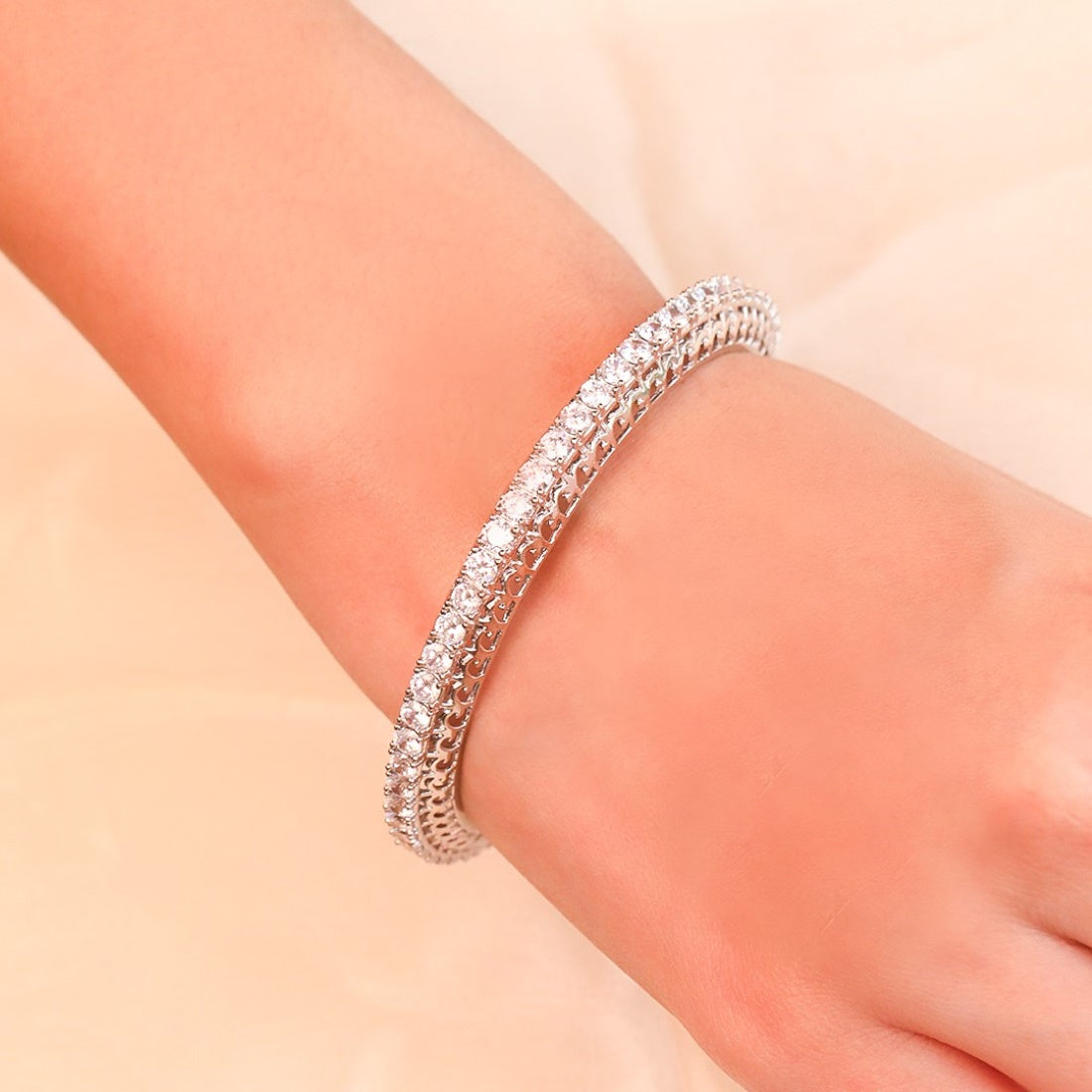 Solitaire 925 Sterling Silver Bangles