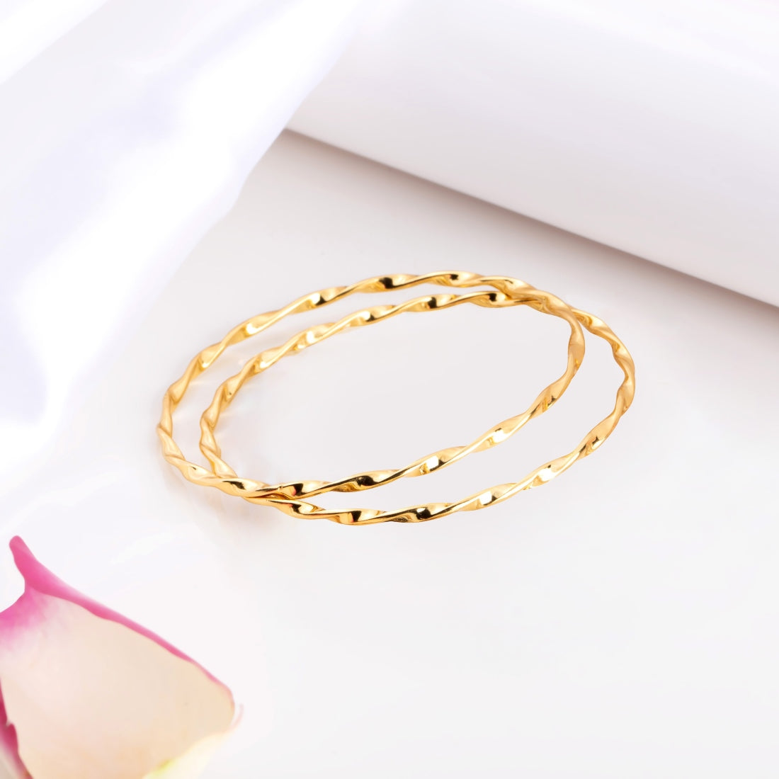 Buy Golden Abstract Gold-Plated Silver Abstract Bangle – Zavya