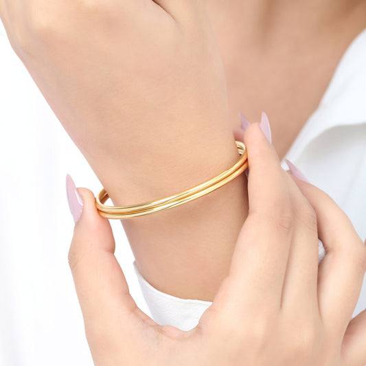 Classic Gold Plated 925 Sterling Silver Plain Bangle