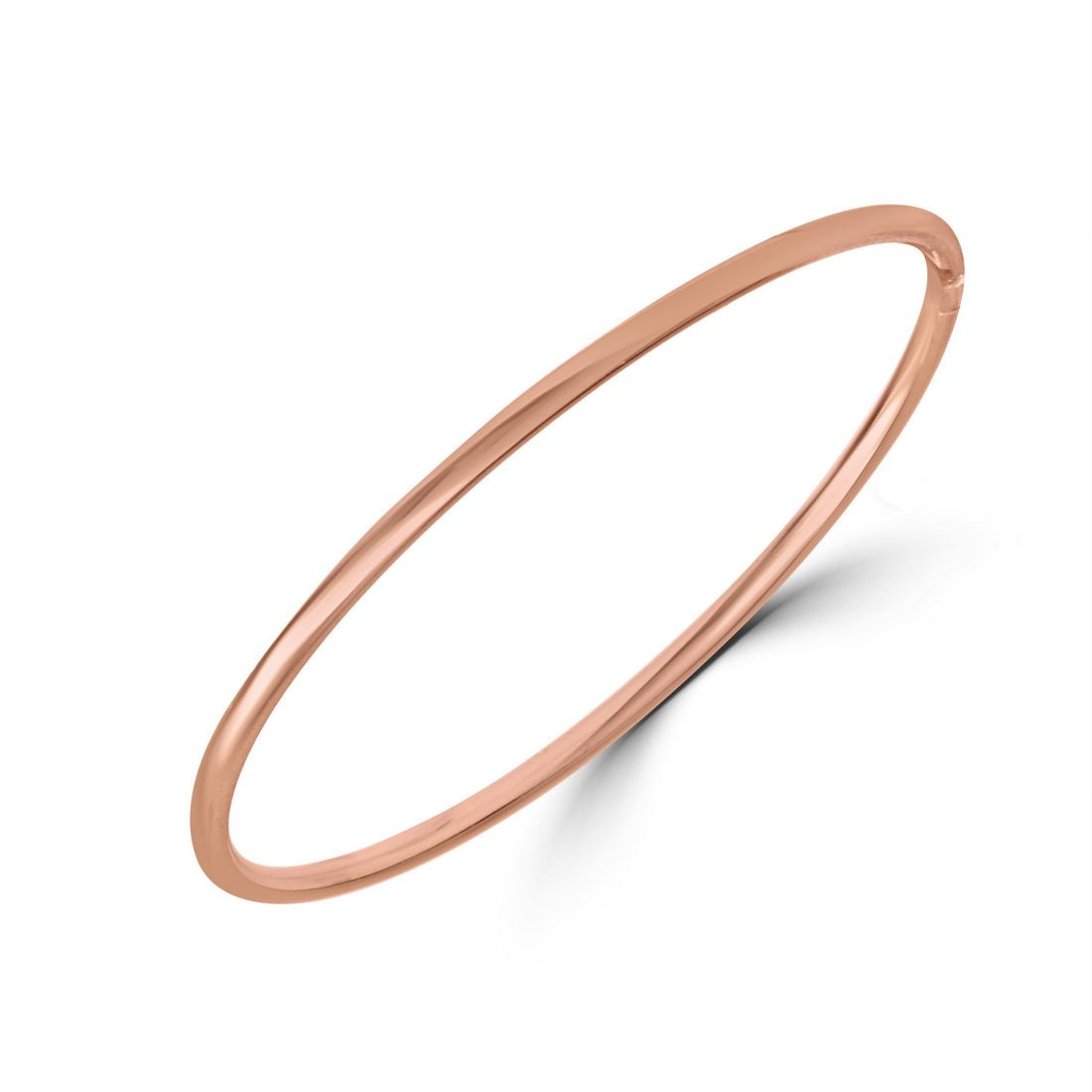 Classic Rose Gold Plated 925 Sterling Silver Plain Bangle