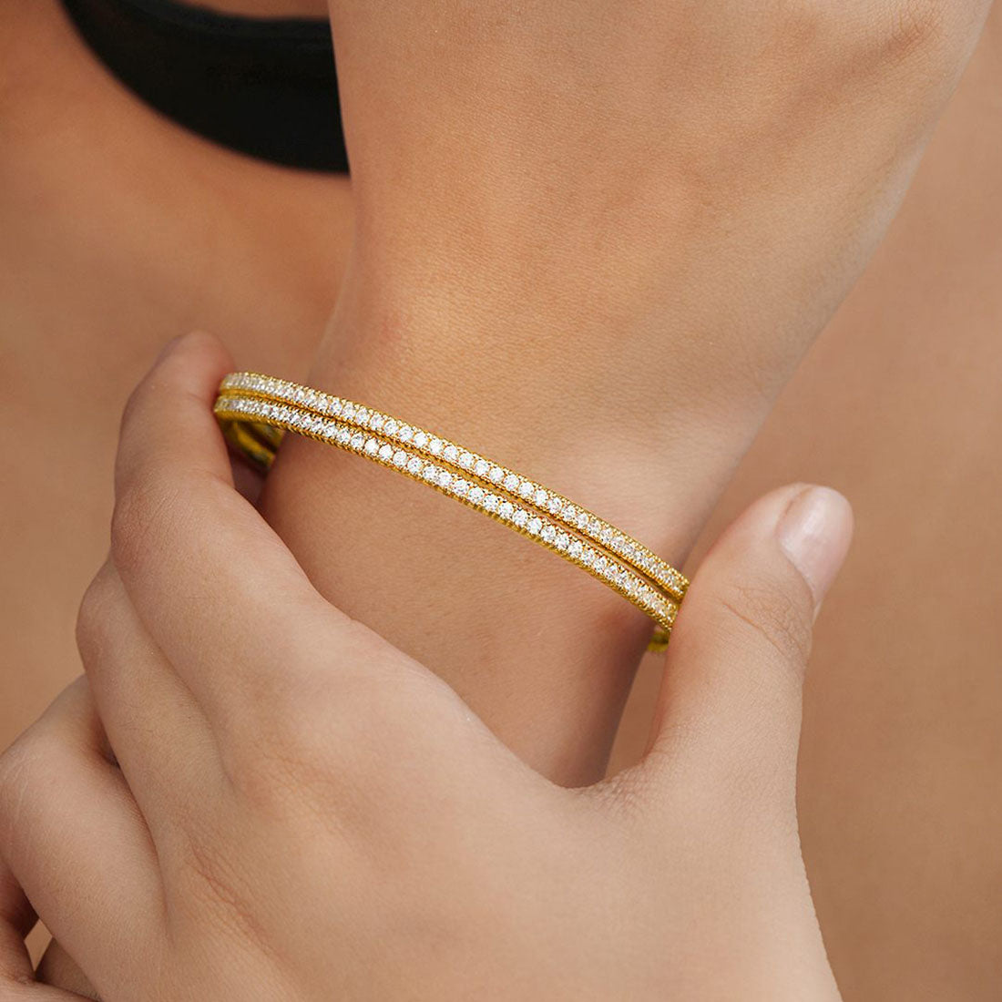 Elegant 925 Sterling Silver Gold Plated Bangles