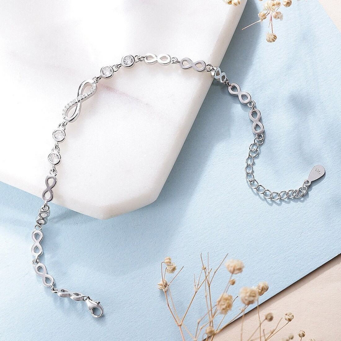 Cosie Lily Women's Bracelet 925 Sterling Silver Infinity Birthstones Bracelet Women's Double Chain Heart Bracelet Birthday Gift for Wife Mom Cosie Lily Women's Bracelet 925 Sterling Silver Infinity Birthstones Bracelet Women's Double Chain Heart Bracelet Birthday Gift for Wife Mom