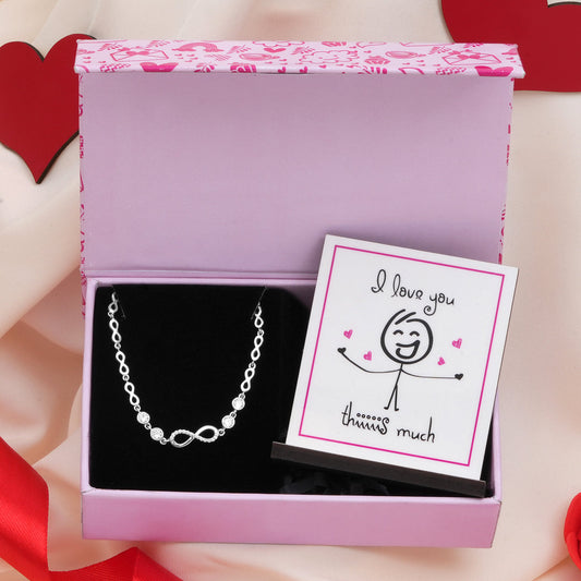 Infinity Rhodium plated CZ 925 Sterling Silver Bracelet Gift Hamper