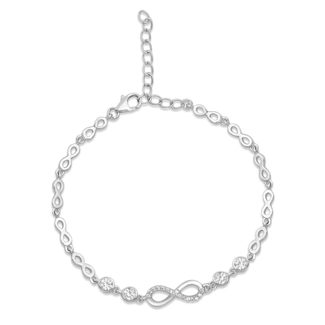 Infinity Rhodium plated CZ 925 Sterling Silver Bracelet Gift Hamper